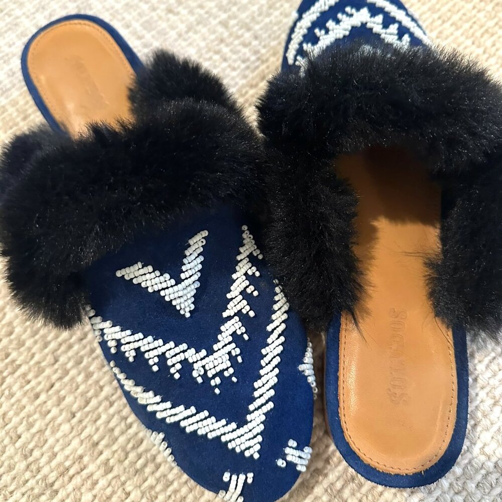 Soludous Size 8 beaded mules